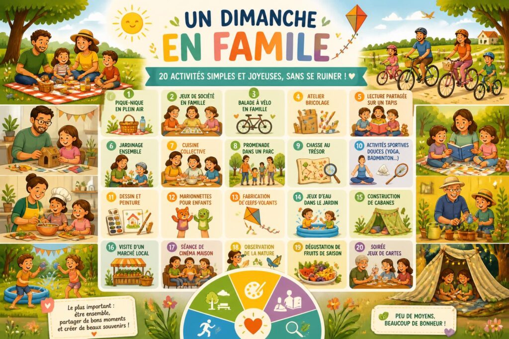 découvrez 20 activités amusantes et économiques pour profiter d'un dimanche en famille, adaptées aux petits et aux grands, sans dépenser une fortune.