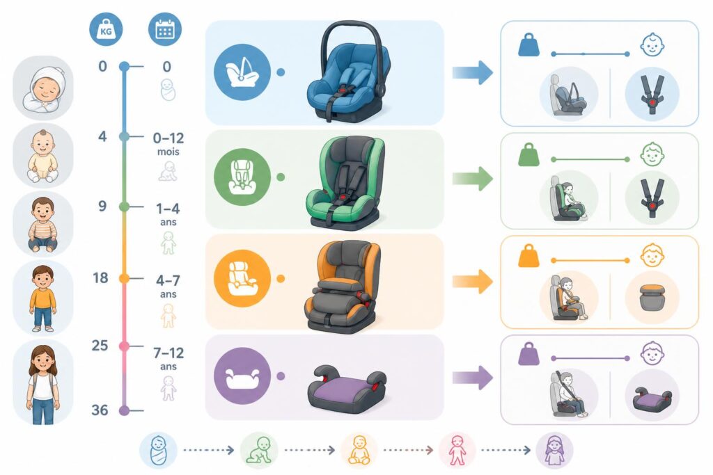 découvrez comment choisir le siège auto bébé idéal en fonction du poids et de l'âge de votre enfant pour assurer sa sécurité et son confort lors de chaque trajet.