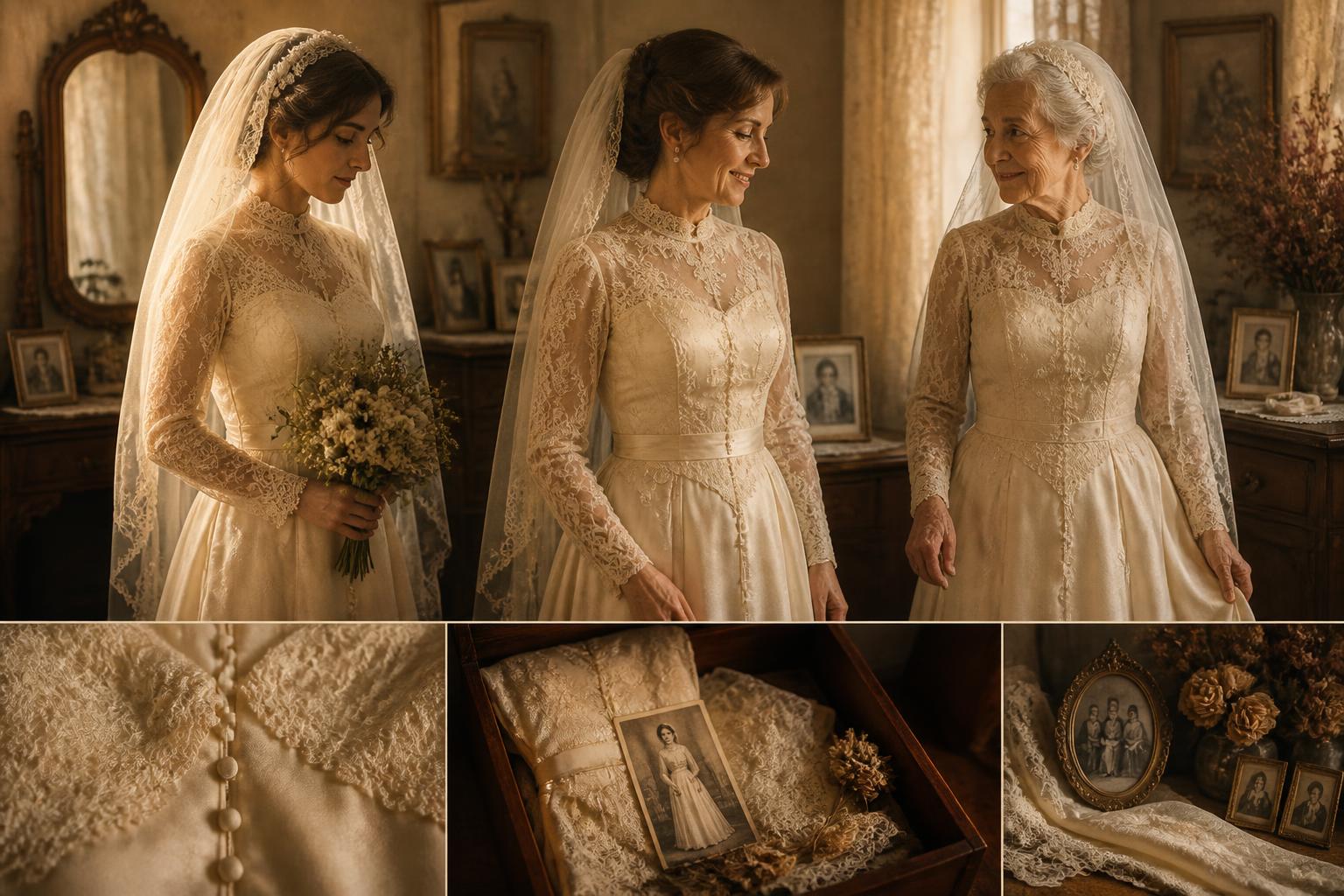 découvrez l'histoire émouvante d'une robe de mariée vintage, portée avec amour et transmission à travers plusieurs générations, symbole d'élégance et de souvenirs précieux.
