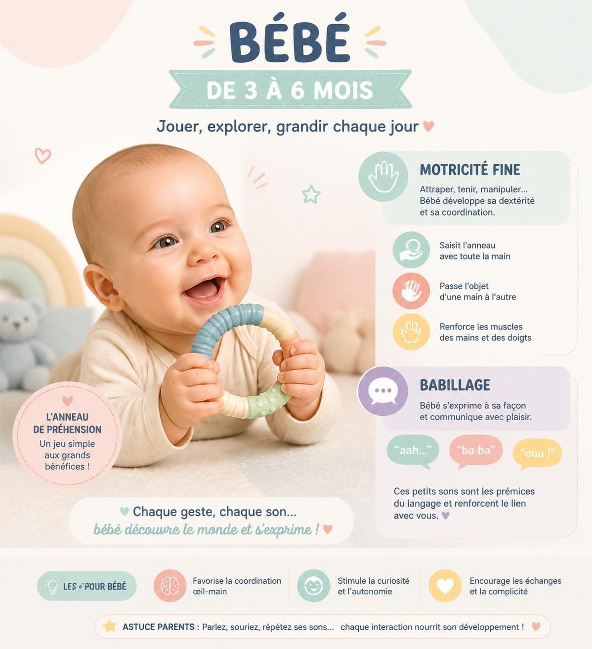 découvrez les étapes clés du développement psychomoteur de votre bébé de 0 à 12 mois pour accompagner sa croissance mois par mois.