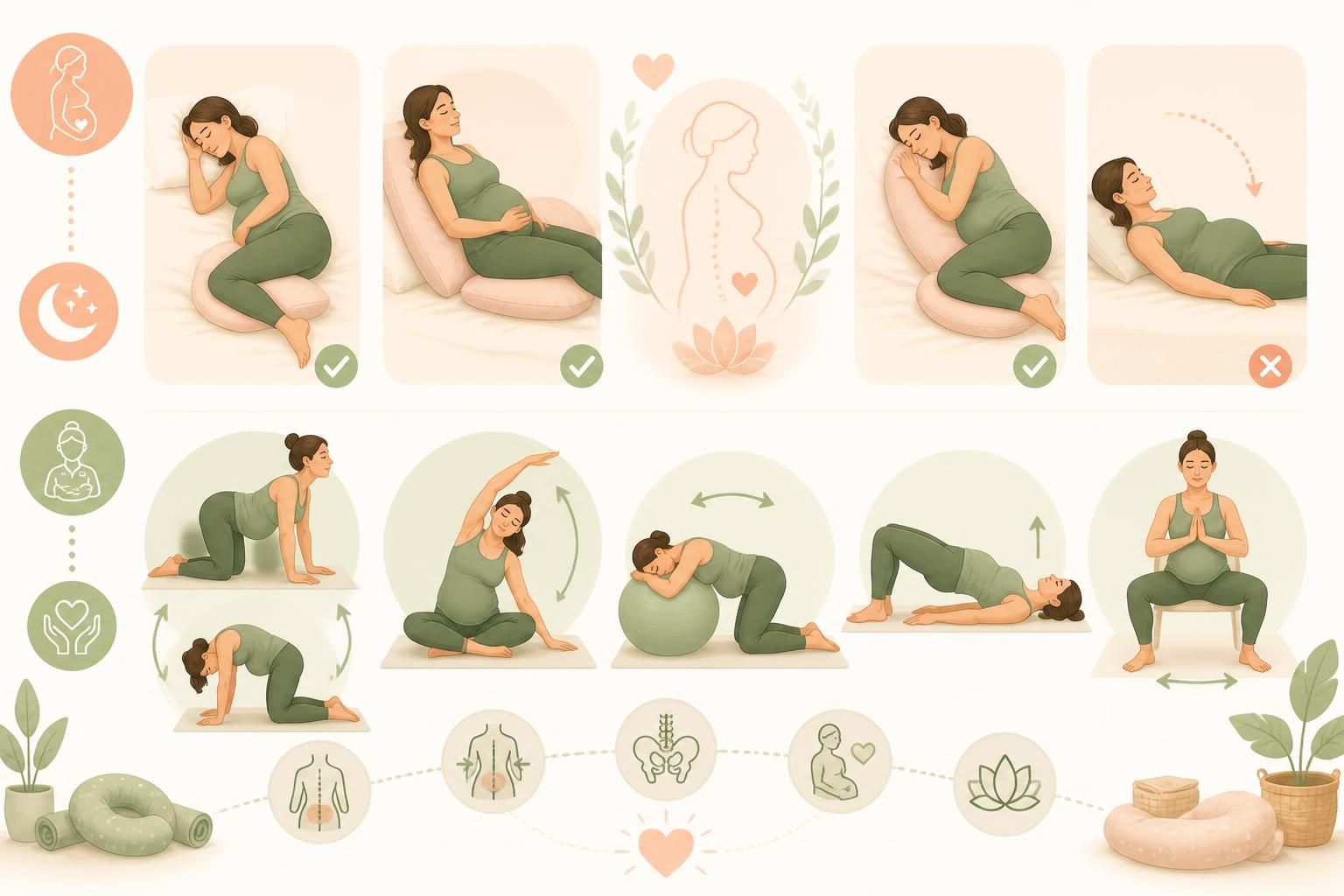 découvrez des conseils pratiques pour soulager les douleurs dorsales pendant la grossesse, avec des positions de sommeil recommandées et des exercices validés par des sages-femmes.