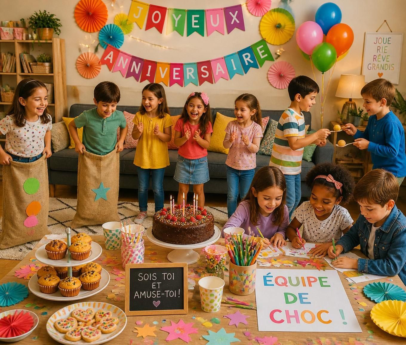 dĂ©couvrez des idĂ©es crĂ©atives et Ă©conomiques pour organiser une fĂȘte d'anniversaire rĂ©ussie pour les enfants de 4 Ă 10 ans, sans dĂ©passer votre budget.