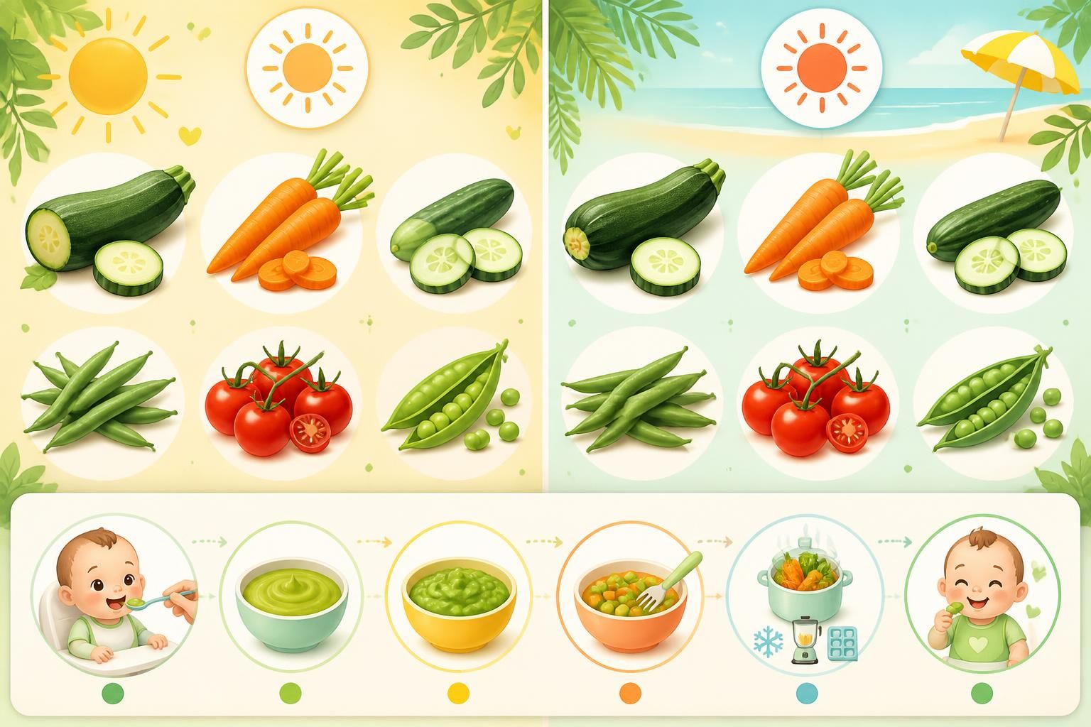 découvrez le calendrier des légumes de saison pour bébé en juillet-août et réussissez la diversification alimentaire estivale avec des conseils pratiques et des recettes adaptées.