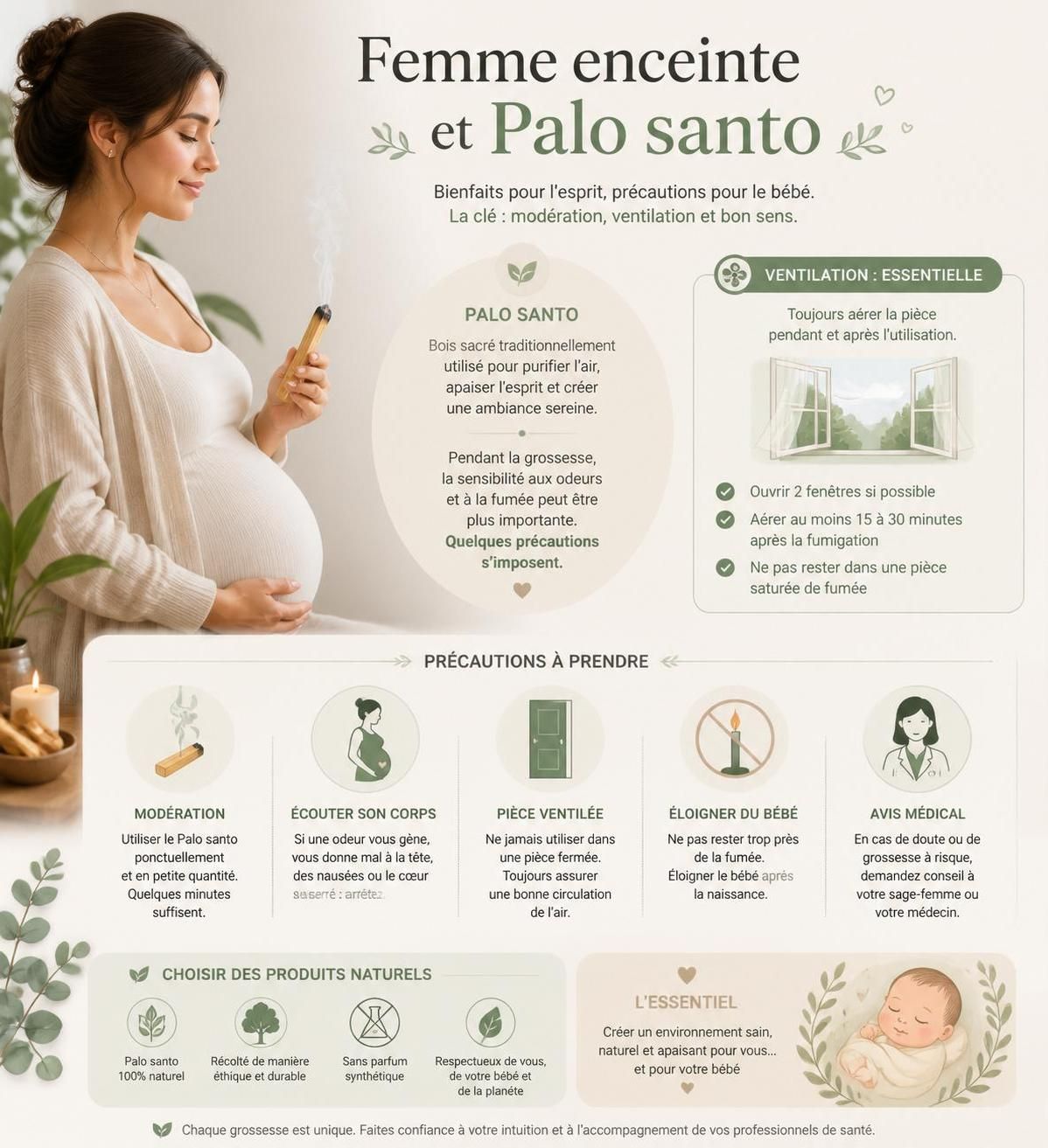 découvrez si le palo santo est sûr pendant la grossesse, les risques potentiels pour le bébé et les précautions à prendre pour une utilisation responsable.