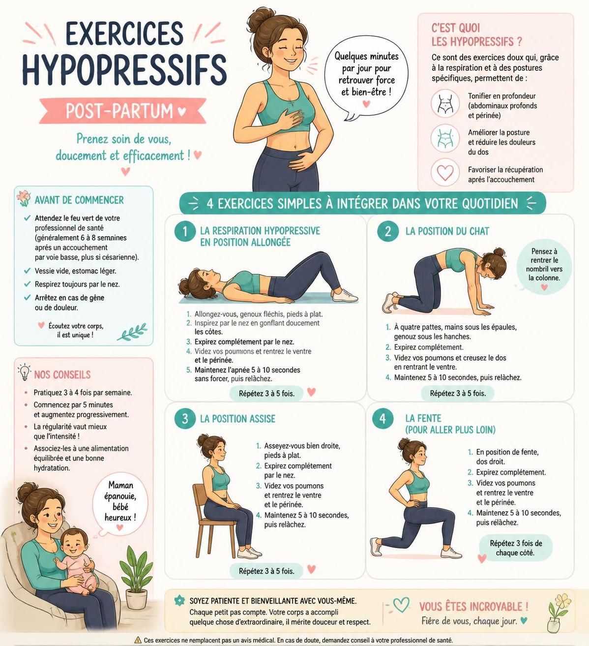 découvrez des exercices efficaces pour la rééducation du ventre après bébé et apprenez quand reprendre l'activité physique en toute sécurité pour éviter les blessures.