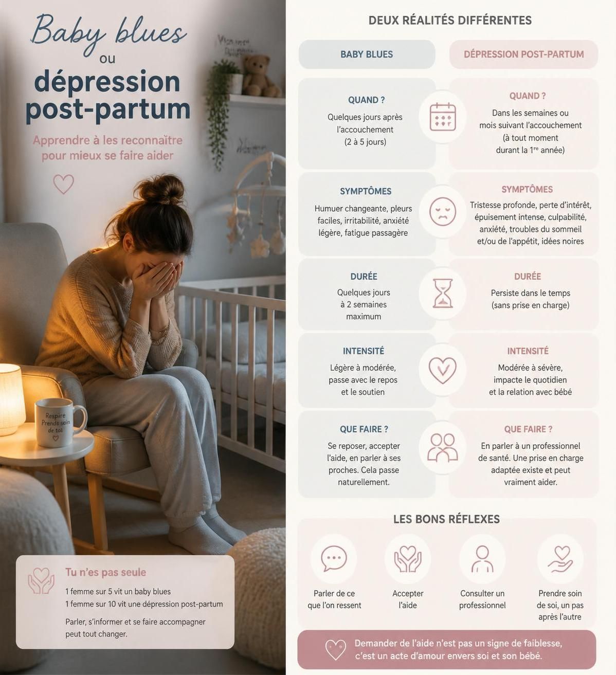 découvrez comment distinguer le baby blues de la dépression post-partum et trouvez des conseils et ressources pour obtenir le soutien dont vous avez besoin après l'accouchement.