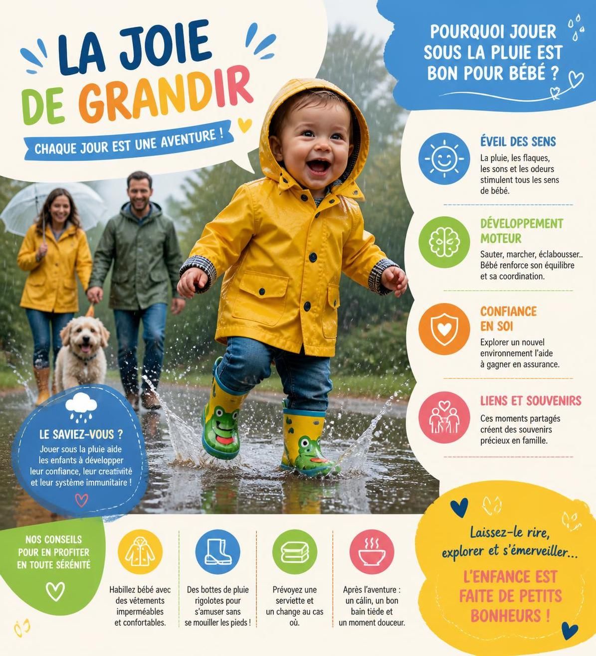 découvrez nos conseils pour bien choisir les bottes de pluie pour bébé : guide sur la taille, la matière idéale et l'adaptation aux premières marches.