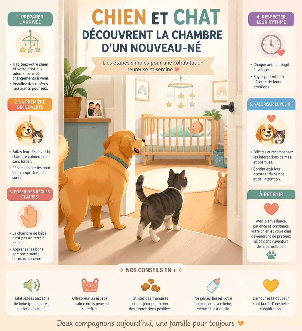 découvrez nos conseils pour assurer une cohabitation harmonieuse entre votre chien ou chat et votre nouveau-né, pour un foyer serein et sécurisé.