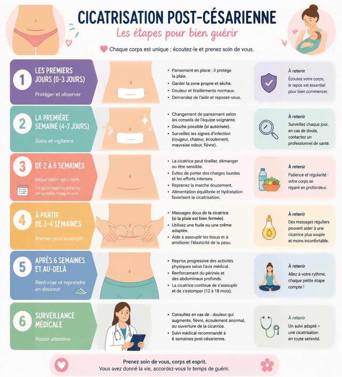 découvrez tout sur les cicatrices de césarienne : conseils de soins, techniques de massage cicatriciel et étapes de récupération, avec des informations souvent méconnues.