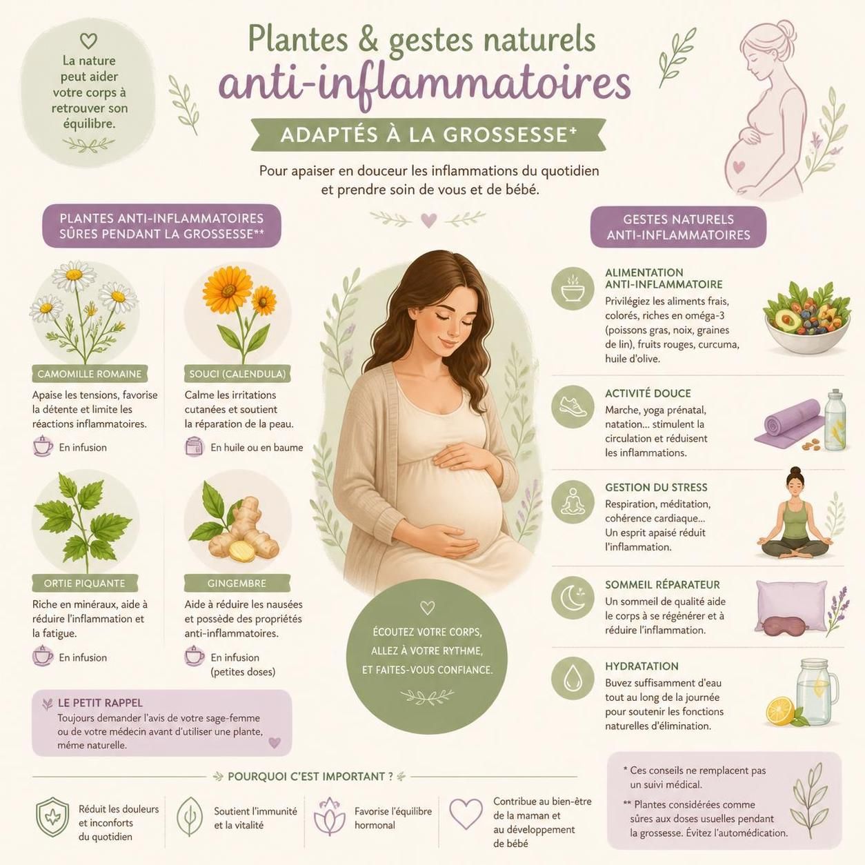 découvrez quels anti-inflammatoires naturels sont sûrs pour soulager les douleurs pendant la grossesse, afin de protéger maman et bébé en toute sécurité.