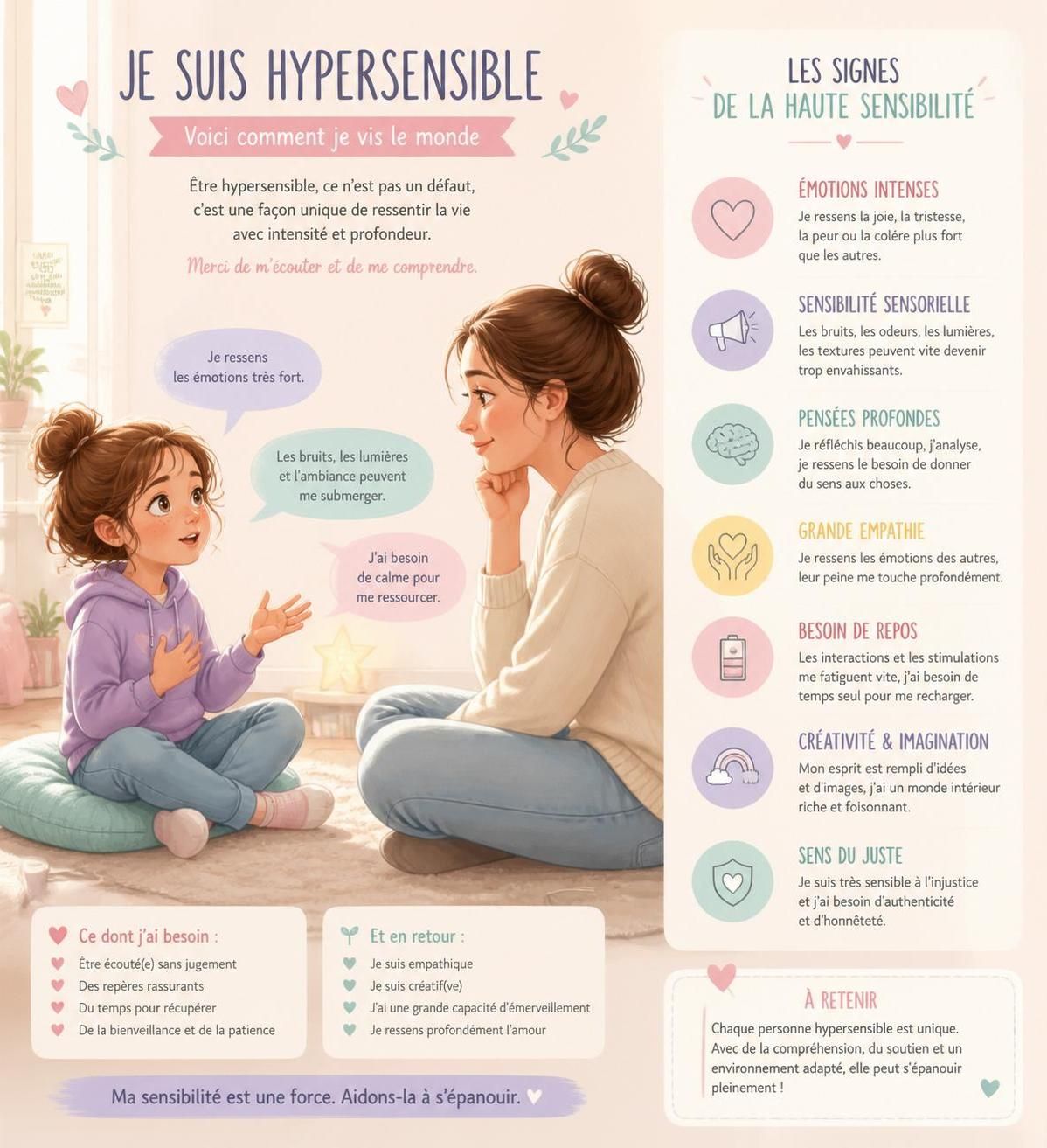 découvrez les caractéristiques d'un enfant à haute sensibilité et des conseils pratiques pour mieux comprendre et soutenir votre enfant trop sensible au quotidien.