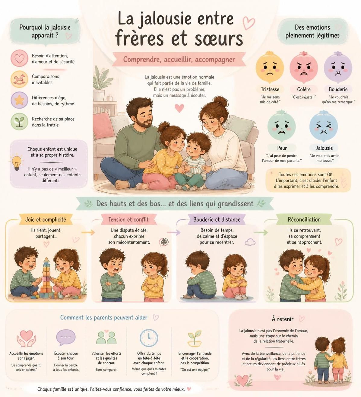 découvrez comment comprendre et apaiser la jalousie entre frères et sœurs grâce à des conseils pratiques pour aider sans prendre parti et favoriser l'harmonie familiale.