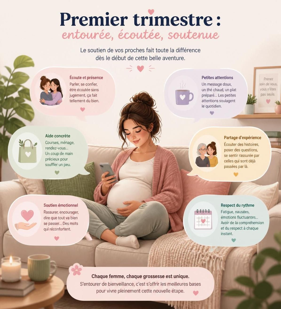 découvrez comment traverser les semaines difficiles du premier trimestre de grossesse en silence, avant d'annoncer la bonne nouvelle.