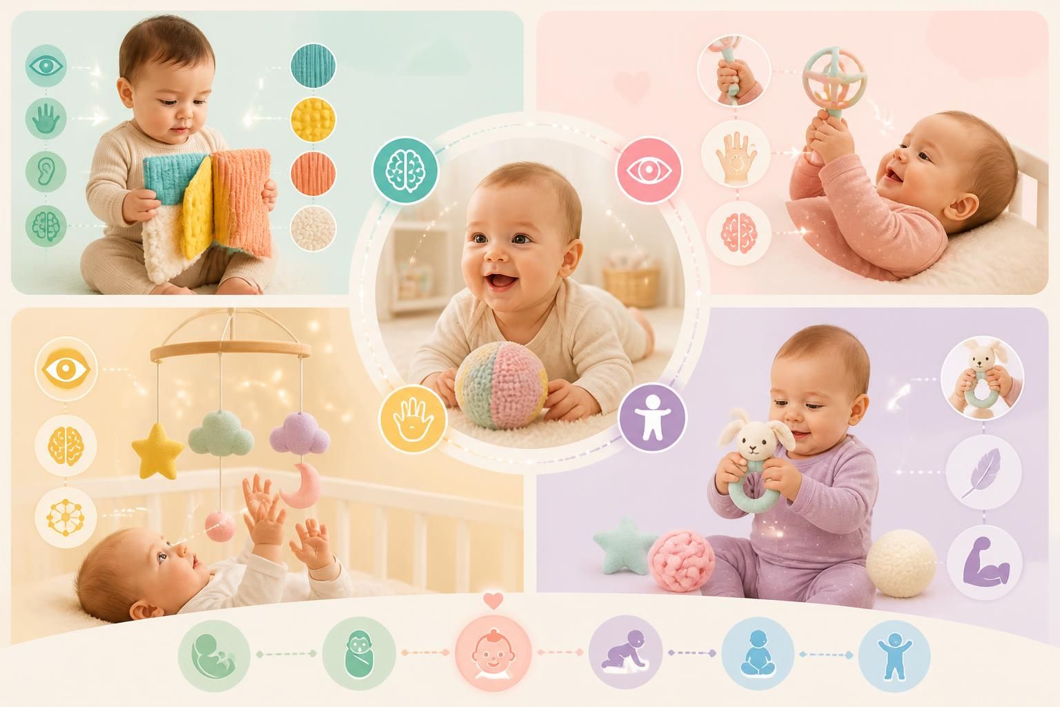 découvrez les premiers jouets essentiels pour bébé de 0 à 6 mois qui favorisent le développement sensoriel, moteur et cognitif dès les premiers mois.