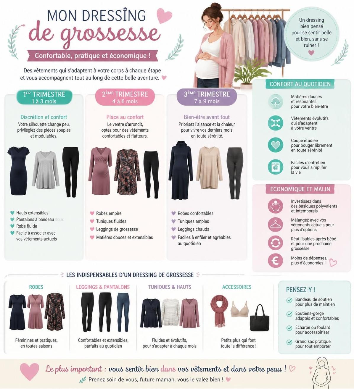 découvrez les essentiels à acheter pour votre garde-robe de grossesse et les articles superflus à éviter pour allier confort et économie durant cette période unique.