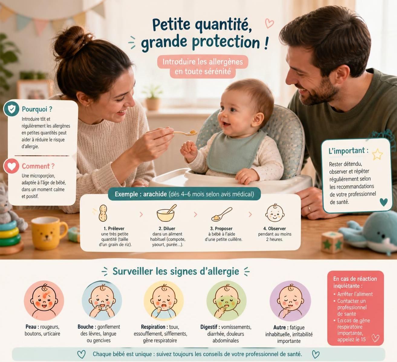 découvrez les 14 allergènes alimentaires courants chez bébé, comment les introduire en toute sécurité, et les mesures à prendre en cas de réaction allergique pour protéger la santé de votre enfant.