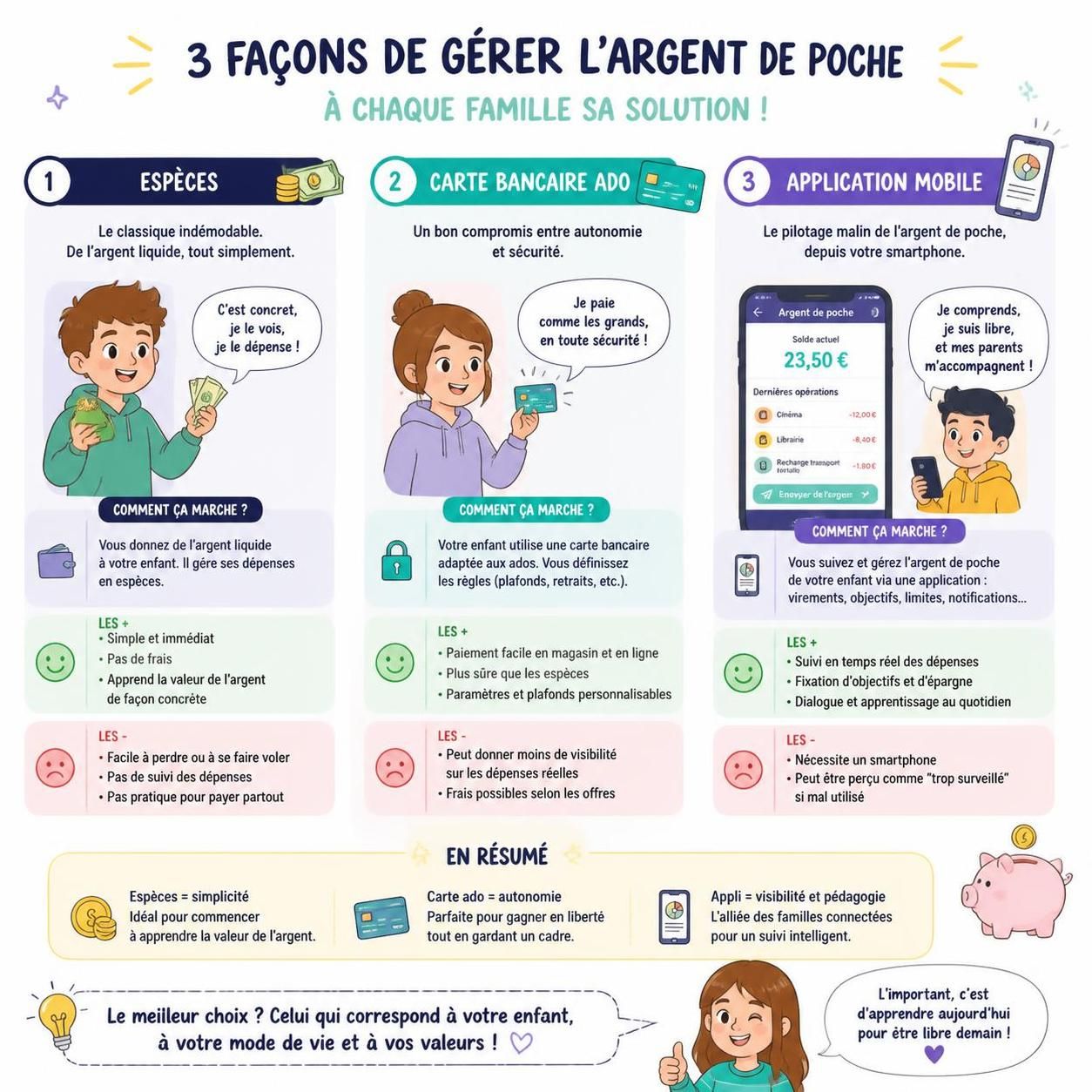 découvrez quel montant d'argent de poche donner à vos enfants selon leur âge, et comment en faire un véritable outil d'éducation financière pour les responsabiliser.