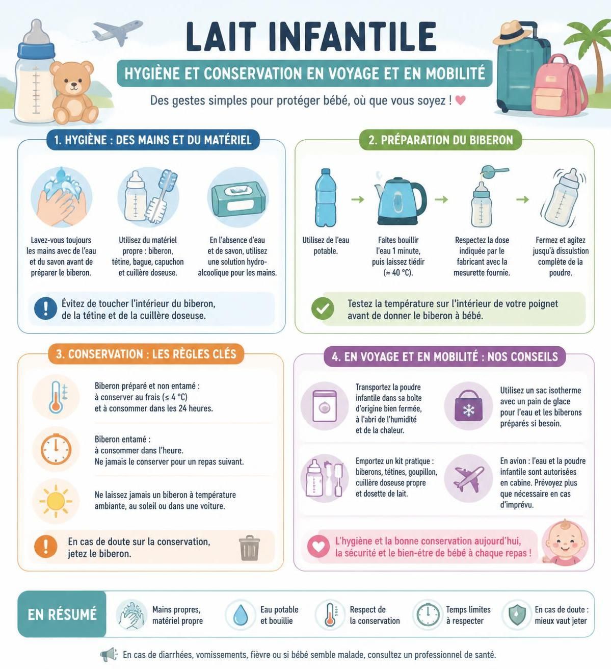 découvrez comment assurer la sécurité et adopter les bonnes habitudes pour préparer un biberon chaud ou à température ambiante lors de vos voyages, avec des solutions pratiques pour faciliter le quotidien.