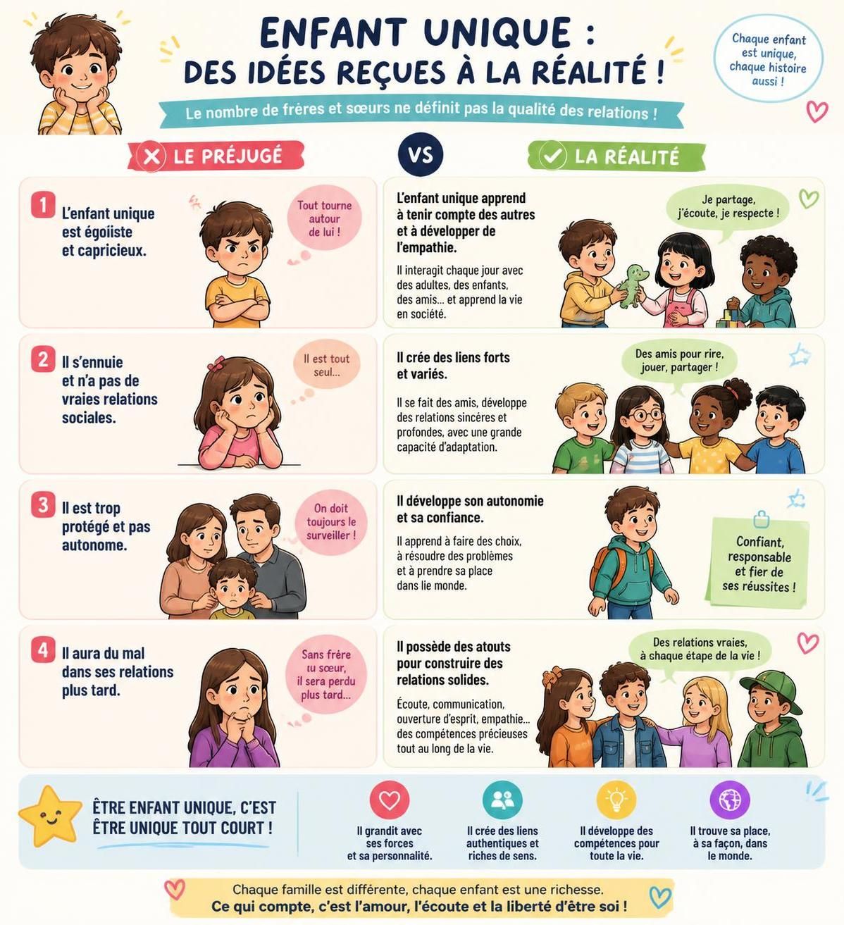 découvrez comment déconstruire les idées reçues sur l'enfant unique et soutenez-le dans son développement social pour une vie épanouie.