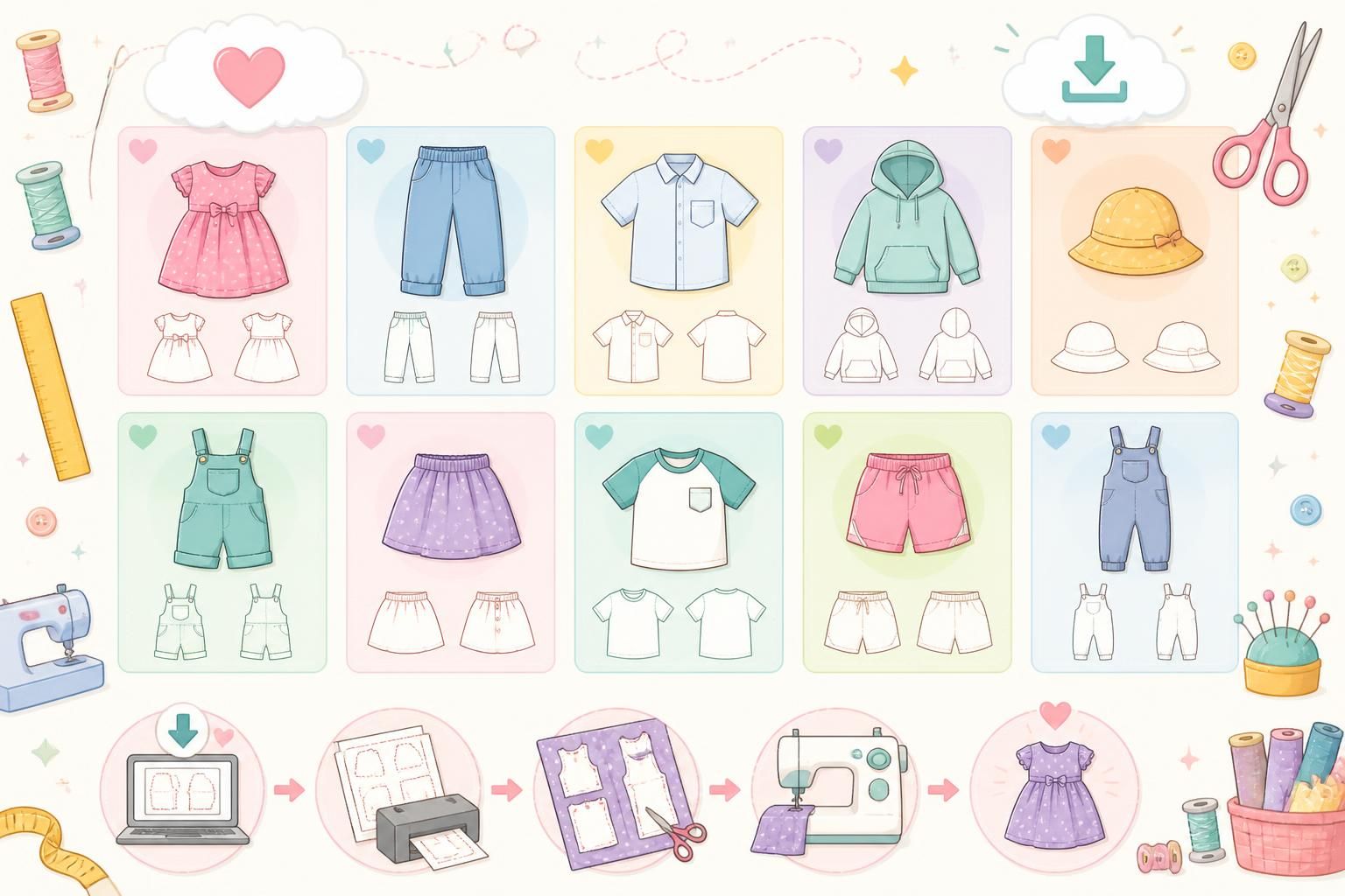 découvrez 10 patrons de couture enfant gratuits et faciles à télécharger, parfaits pour débuter et réaliser des vêtements simples et stylés.