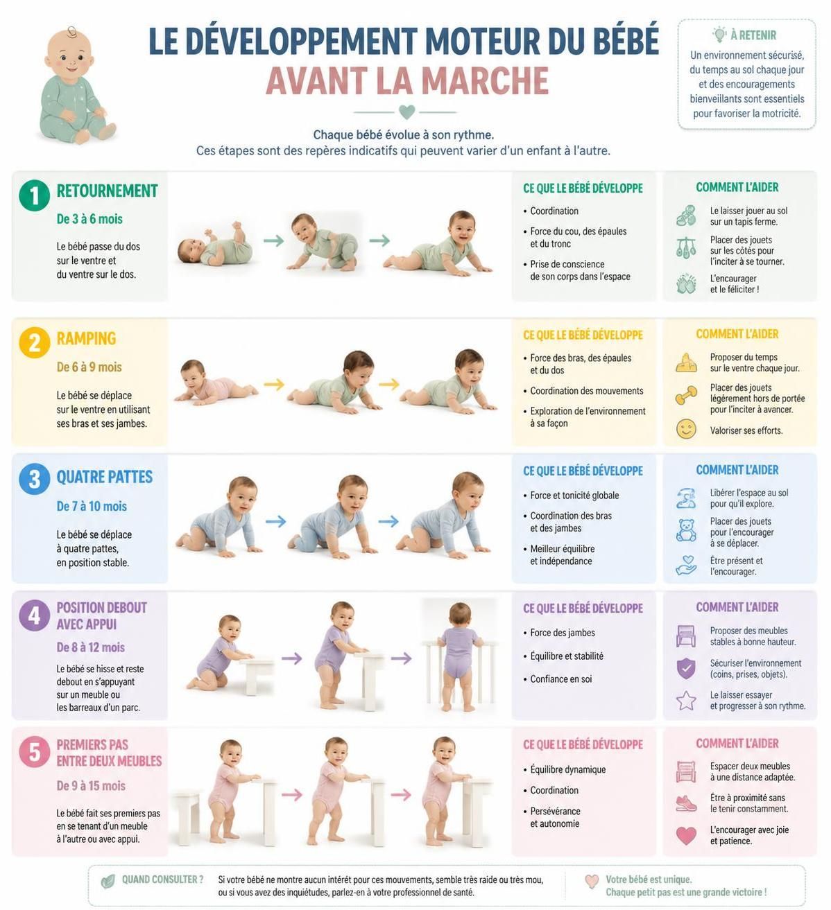 découvrez à quel âge s'inquiéter d'un retard dans les premiers pas de bébé et comment l'encourager doucement sans le forcer pour soutenir son développement.
