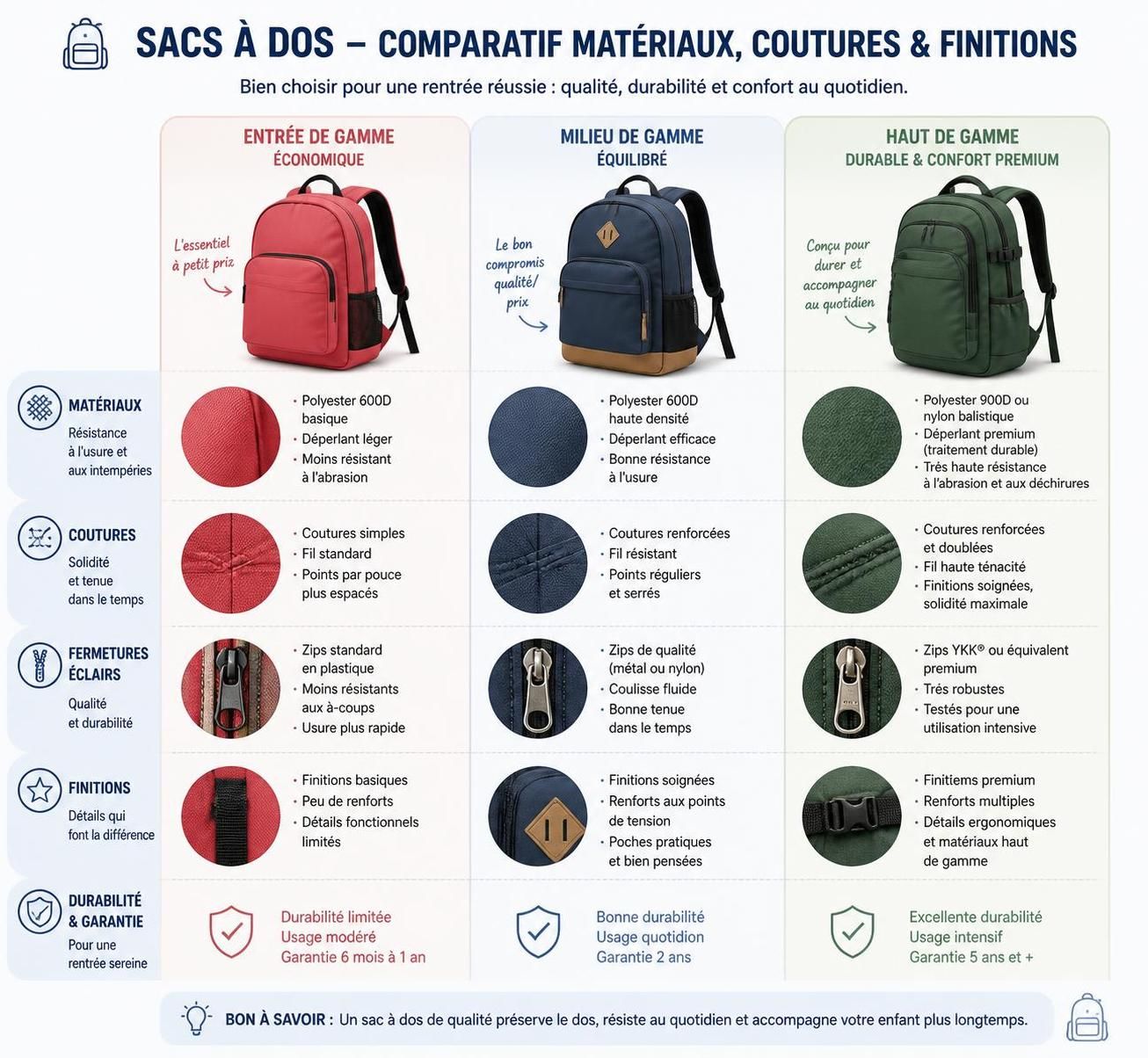 découvrez comment choisir le sac à dos idéal pour la rentrée en tenant compte de la taille, de l'ergonomie et de la solidité adaptés à l'ùge de votre enfant.
